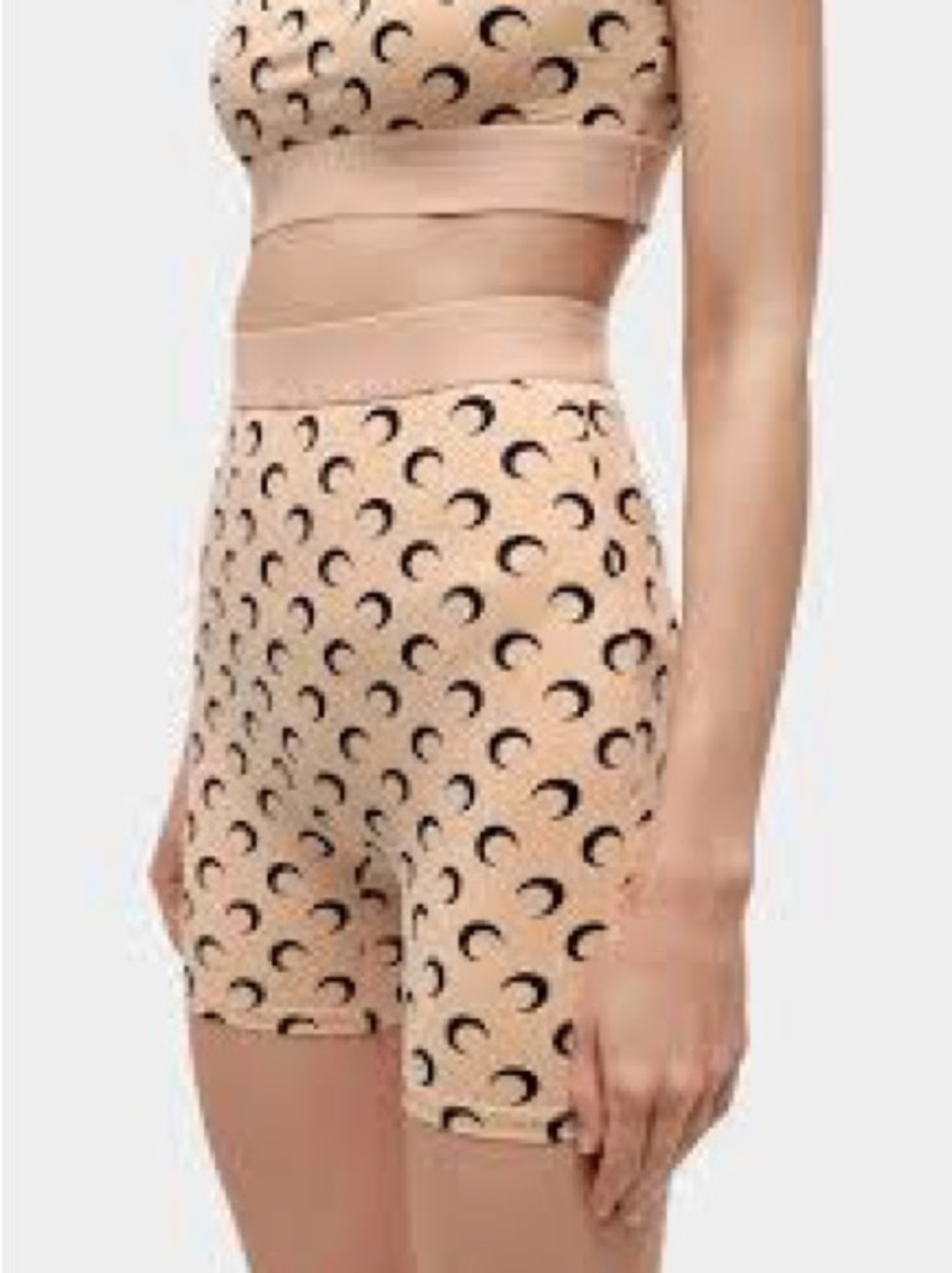 Marine Serre Recycled Moon Jersey Mini Shorts Tan Black Crescent S - Bonus Pouch